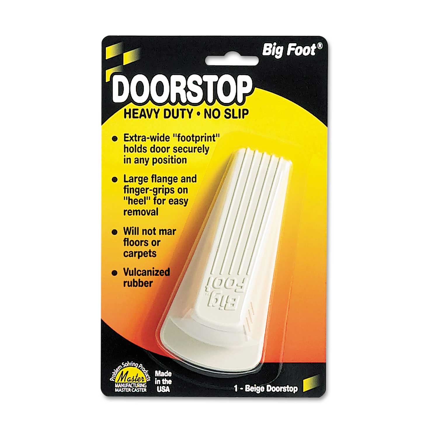 Master Caster Big Foot Beige No Slip Rubber Wedge Doorstop, 2.25 x 4.75 x 1.25 inch