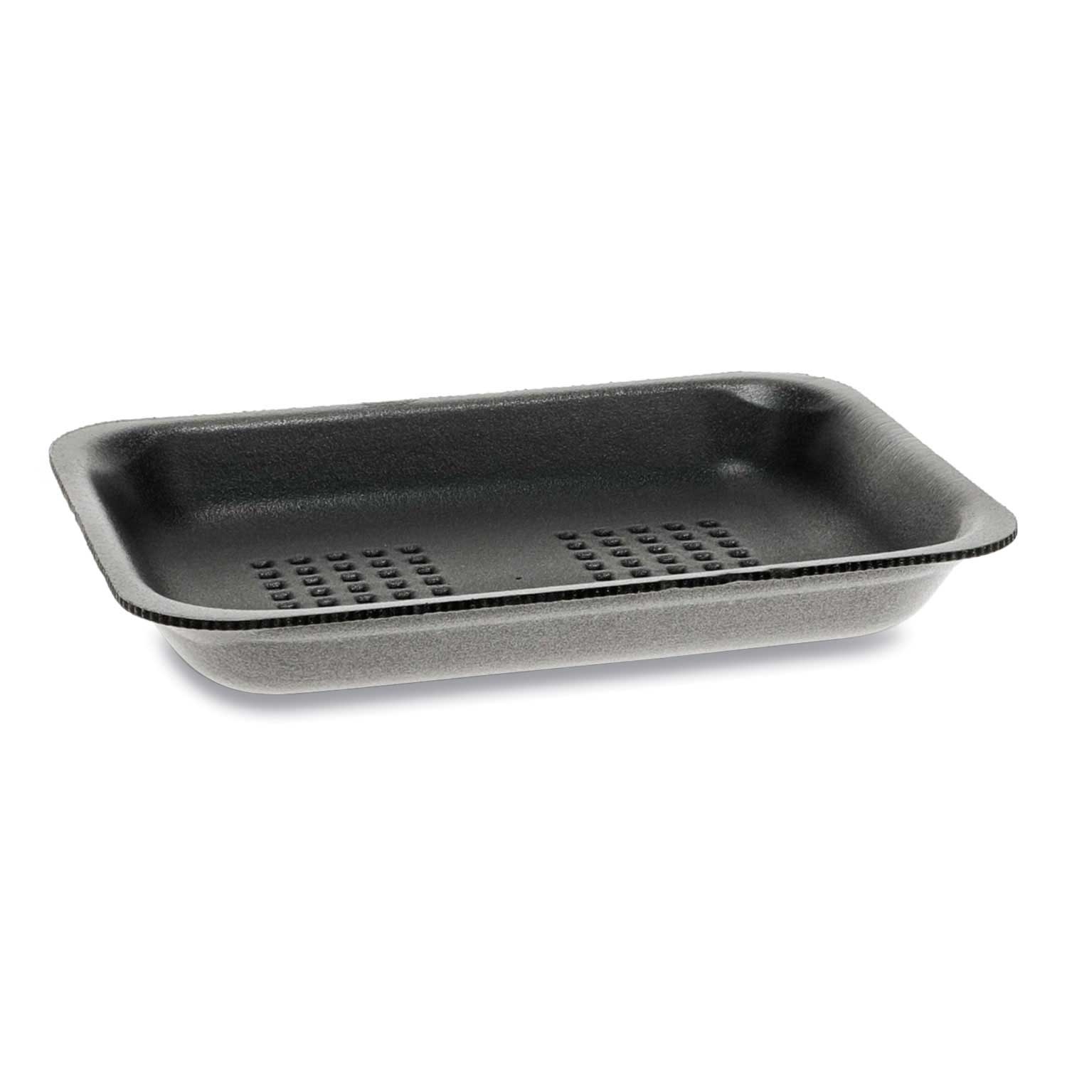 Pactiv Polystyrene Black Number 2 Supermarket Tray, 5.88 x 8.38 x 1.21 inch -- 500 per case