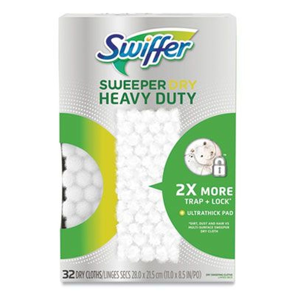 Swiffer White Heavy-Duty Dry Refill Cloth, 11 x 8.5 inch -- 32 per pack