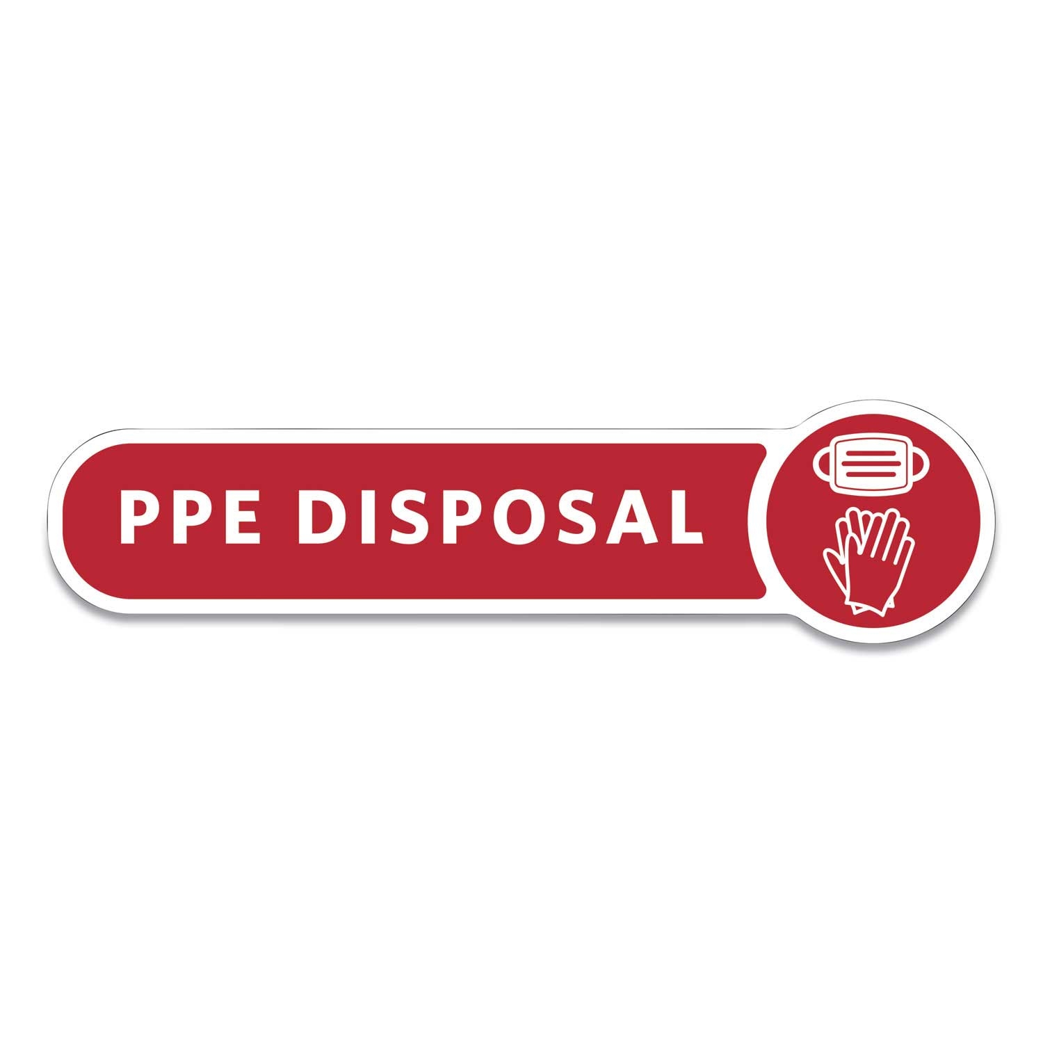 Rubbermaid Commercial Red PPE DISPOSAL Medical Decal, 10 x 2.5 inch