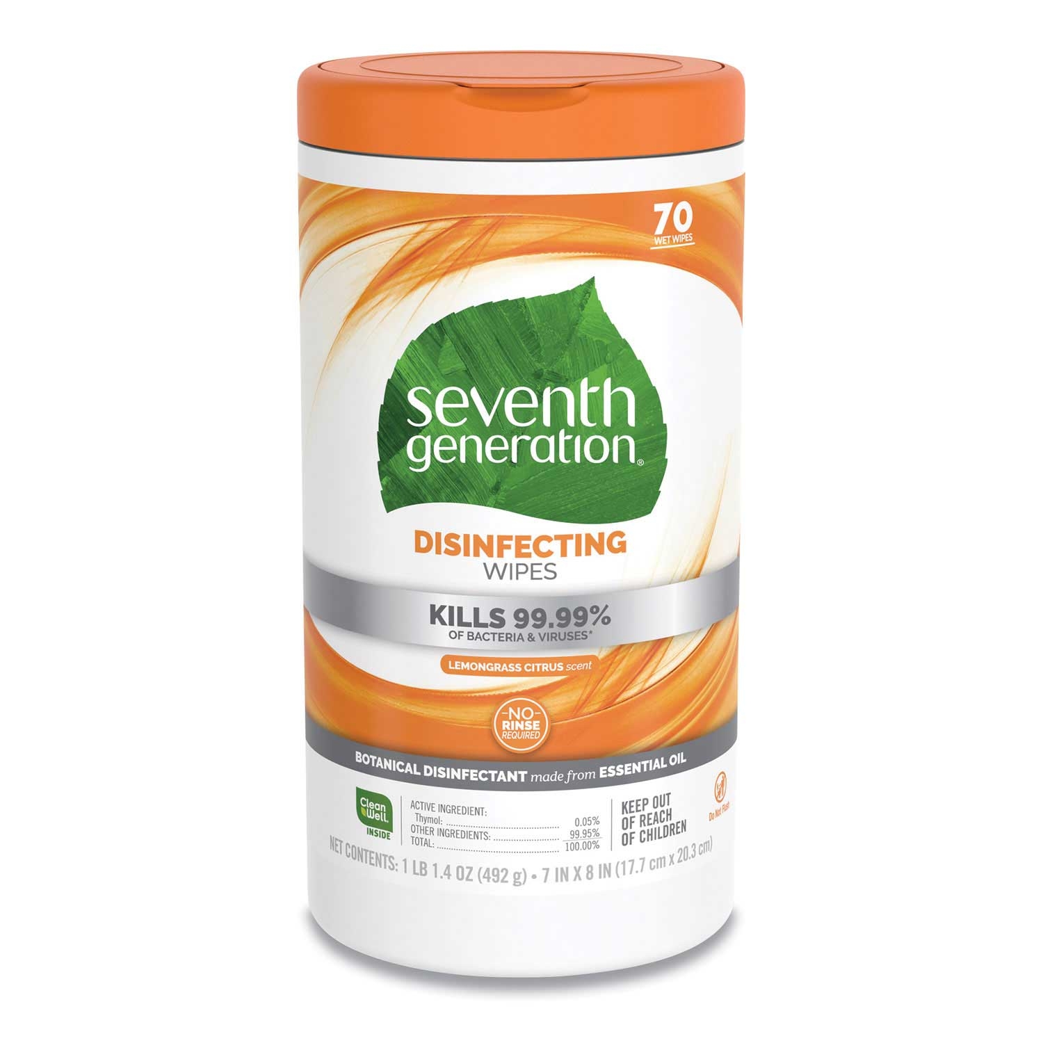 Seventh Generation Multi Surface Disinfecting Wipe, 70 count canister -- 6 per case.