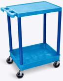 Luxor Blue Flat Top and Tub Bottom Shelf Cart, 24 x 18 x 35.5 inch Height