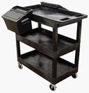 Luxor Black Three 32 x 18 inch Tub Shelves Cart with Outrigger Utility Cart Bins, 35.25 x 18 x 36.25 inch Height