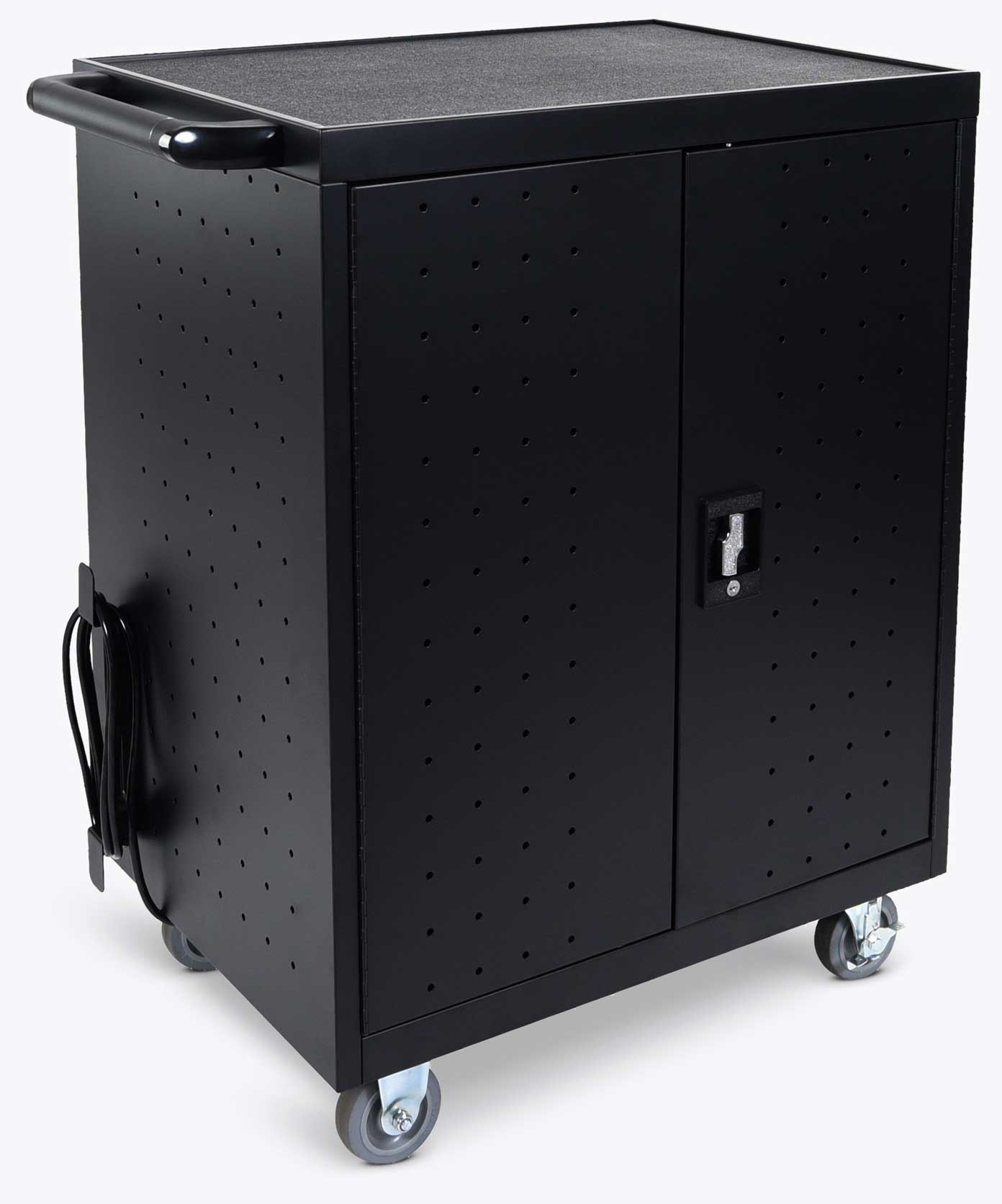 Luxor Black 32-Laptop / Chromebook Charging Cart with Timer, 28.5 x 17 x 38.25 inch Height