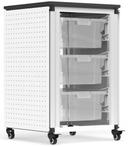 Luxor Black Single Module with 3 Large Bins Modular Classroom Storage Cabinet, 18.2 x 18.2 x 28.75 inch