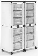 Luxor Black 4 Stacked Modules with 12 Large Bins Modular Classroom Storage Cabinet, 18.2 x 18.2 x 28.75 inch