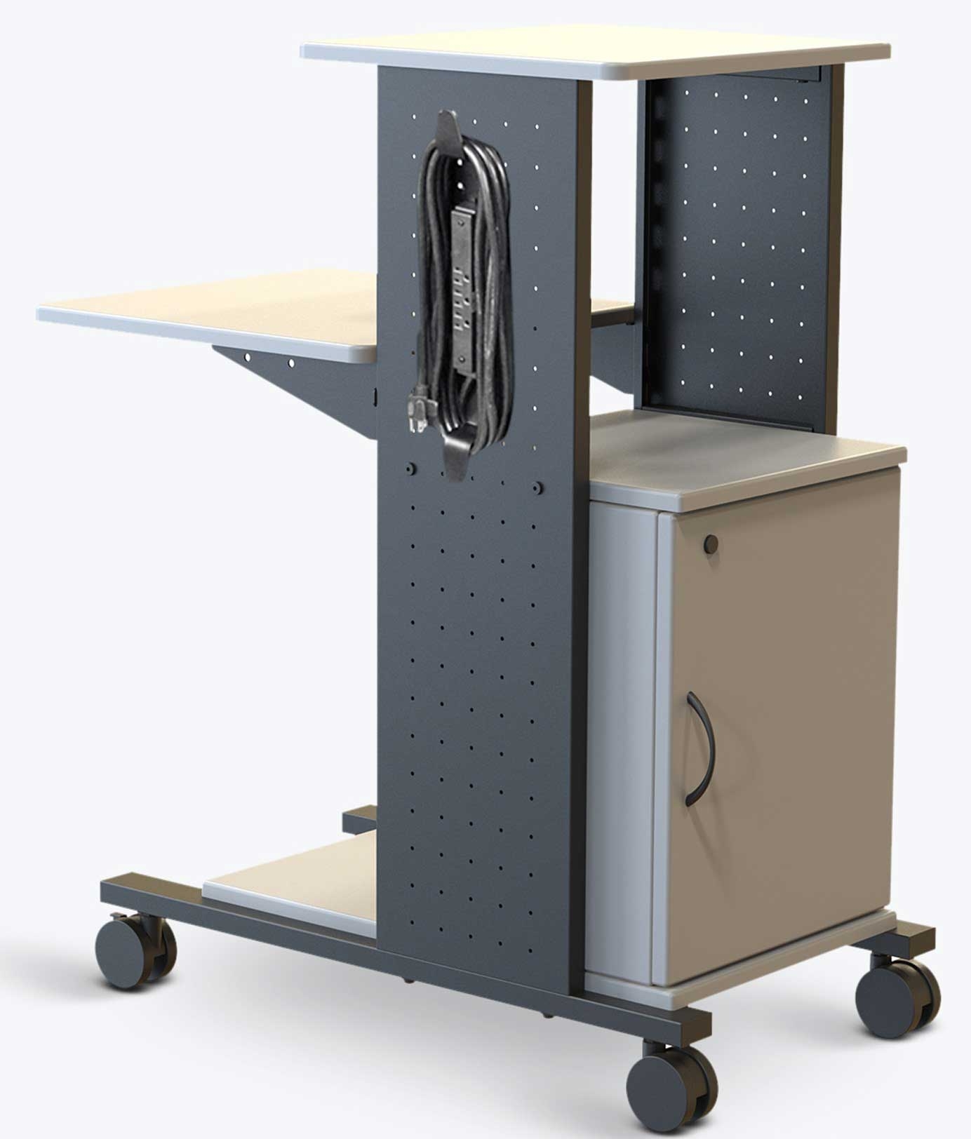 Luxor Gray Electric Presentation Station with Cabinet, 18 x 34.25 x 40 inch Height