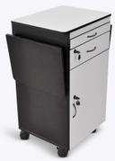 Luxor Black Mobile AV Presentation Station Cart with Locking Cabinet, 23.75 x 18.875 x 37.375 inch Height