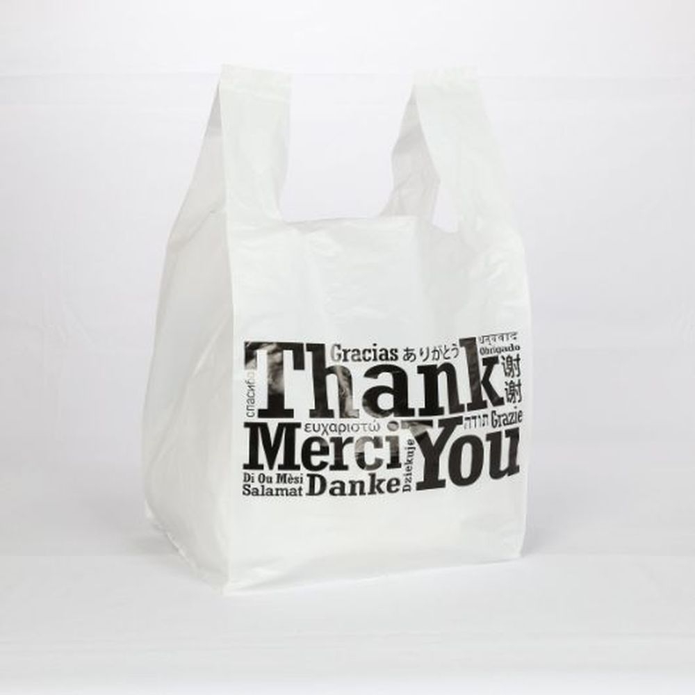 Multilingual Flat Bottom T-Shirt Bag