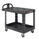 Brute Black Medium Flat Shelf Heavy Duty Utility Cart with Ergo Handle